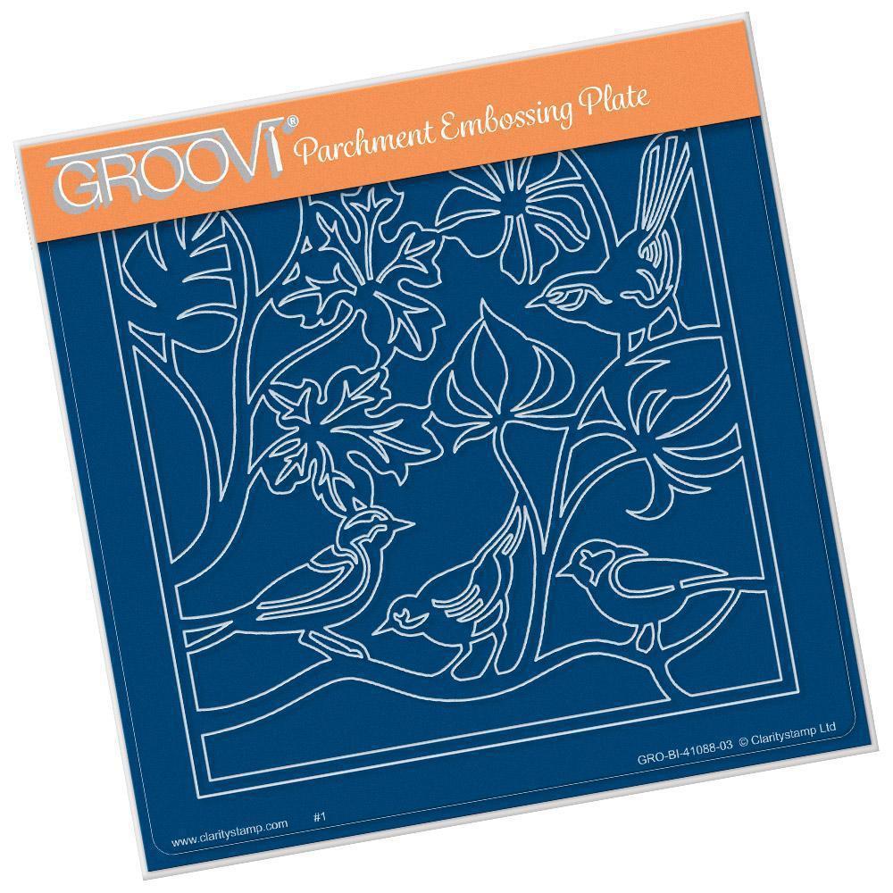 CLEARANCE Birds Roosting A5 Square Groovi Plate