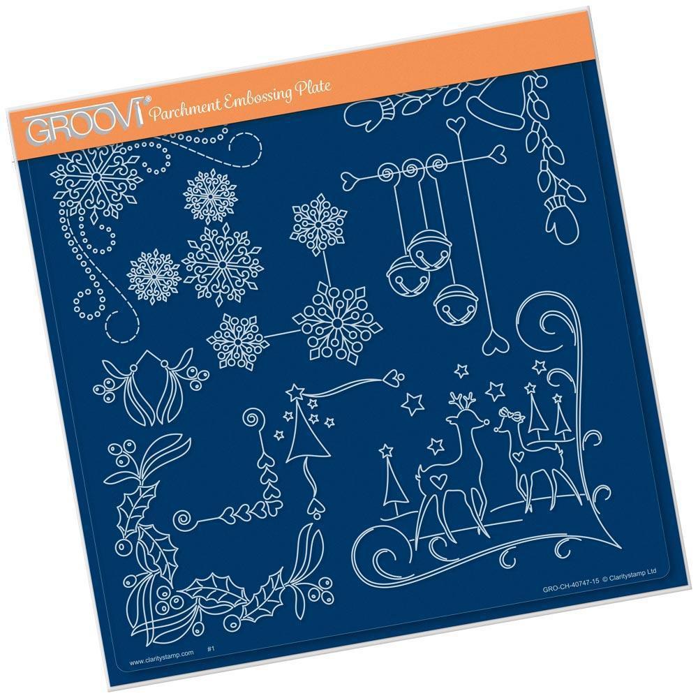 Tina's Christmas Corners 4 A4 Square Groovi Plate