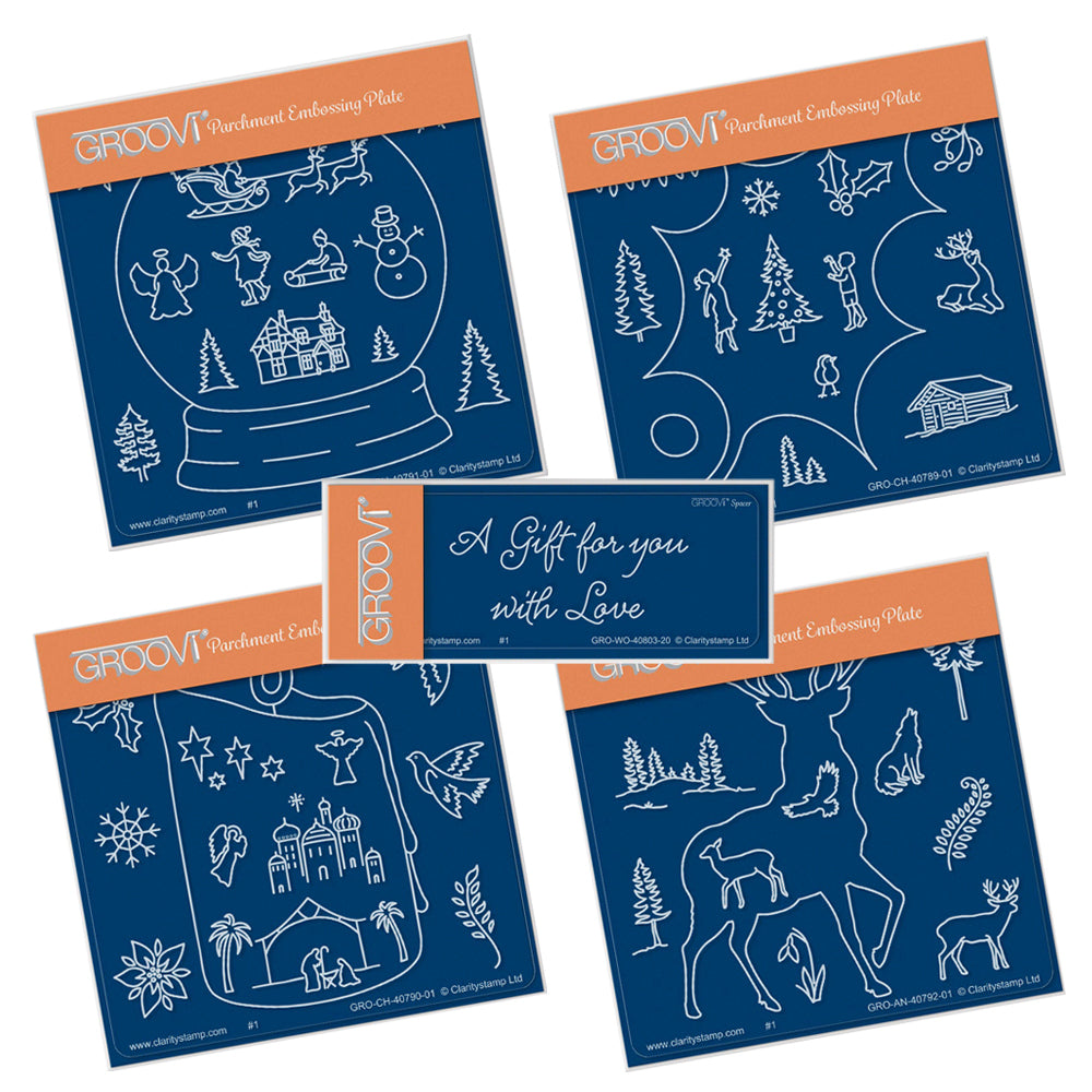 Festive Quartet & Spacer A6 Square Groovi Plate Set