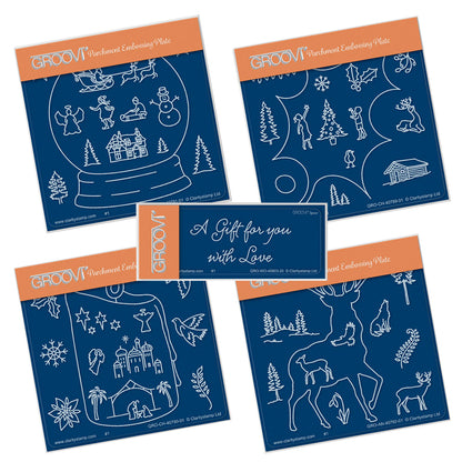 Festive Quartet & Spacer A6 Square Groovi Plate Set