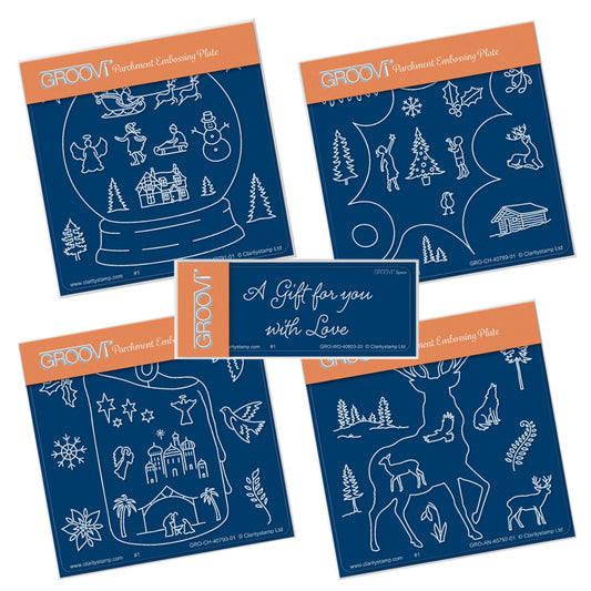 Festive Quartet & Spacer A6 Square Groovi Plate Set