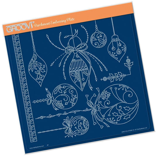 Tina's Christmas Baubles A4 Square Groovi Plate