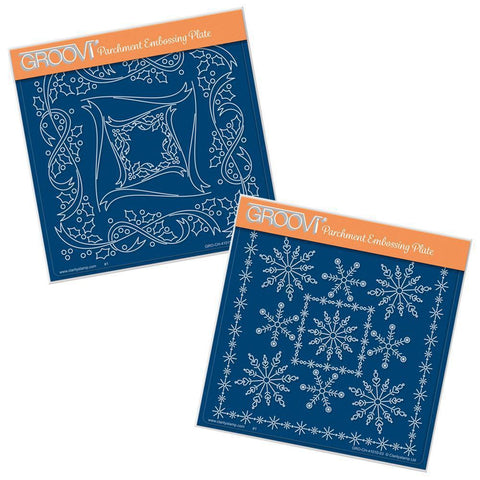 Tina's Holly & Snowflake Frames A5 Square Groovi Plate Duo