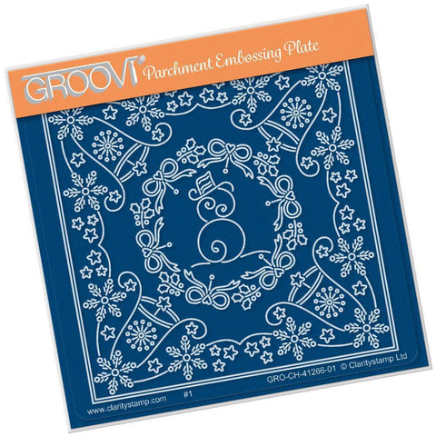 Tina's Christmas Snowman Parchlet A6 Square Groovi Baby Plate