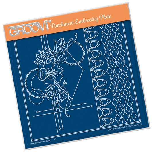 Tina's Christmas Rose A5 Square Groovi Plate