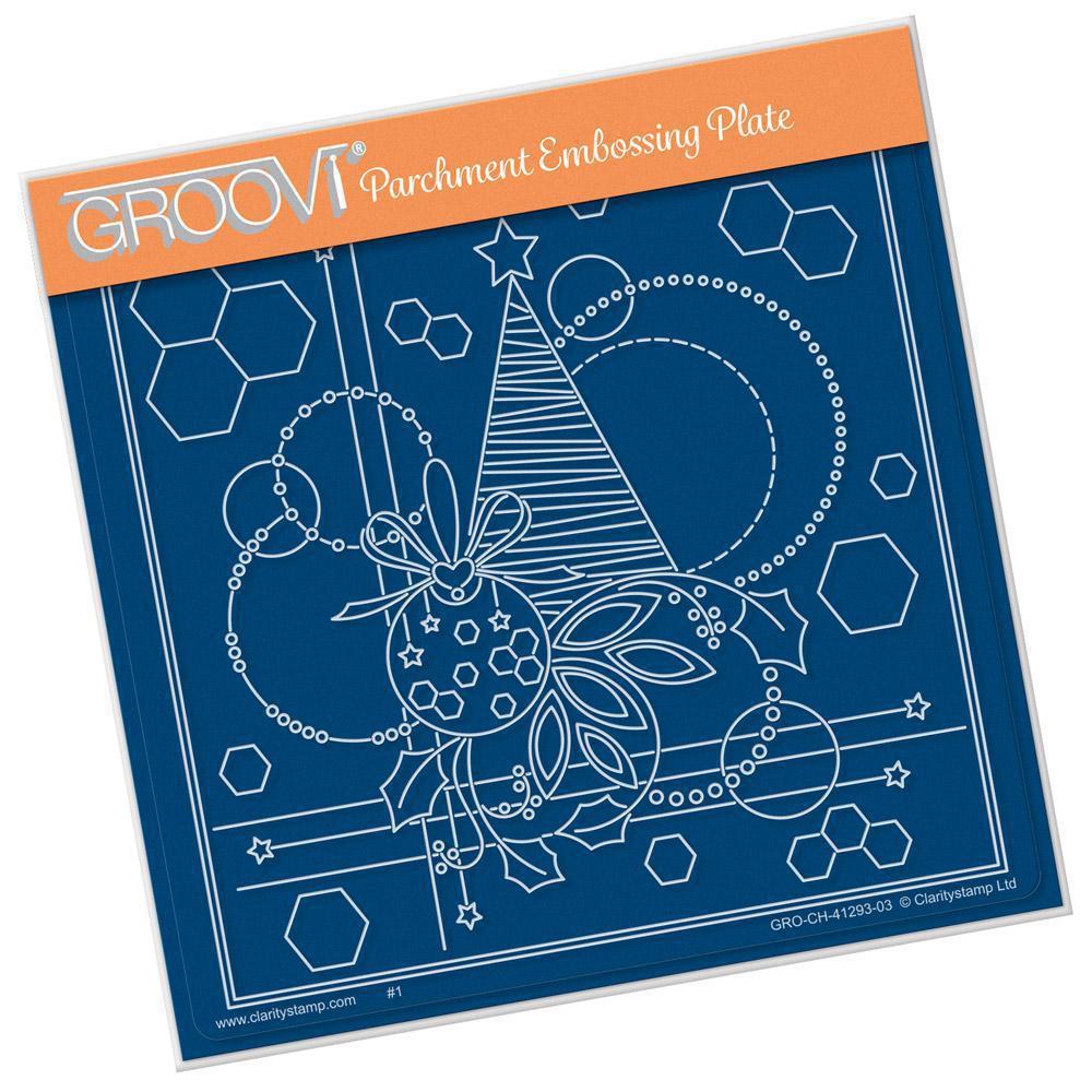 Tina's Christmas Tree & Bauble A5 Square Groovi Plate