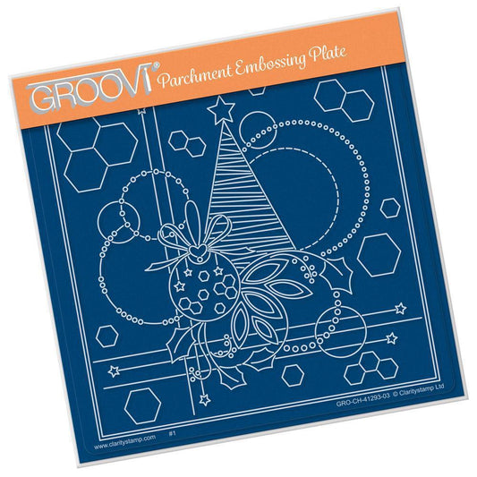 Tina's Christmas Tree & Bauble A5 Square Groovi Plate
