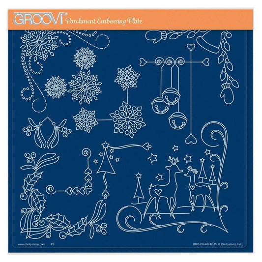 Tina's Small Christmas Corners 4 A5 Square Groovi Plate