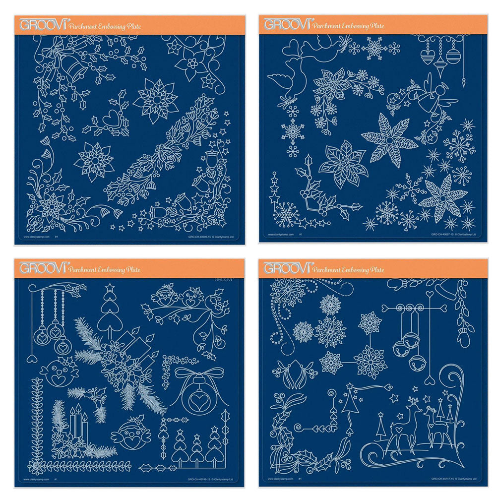 Tina's Small Christmas Corners A5 Square Groovi Plate Quartet
