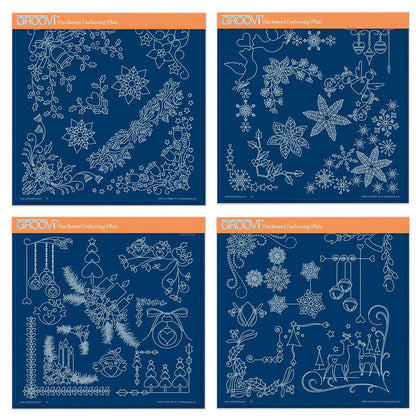 Tina's Small Christmas Corners A5 Square Groovi Plate Quartet