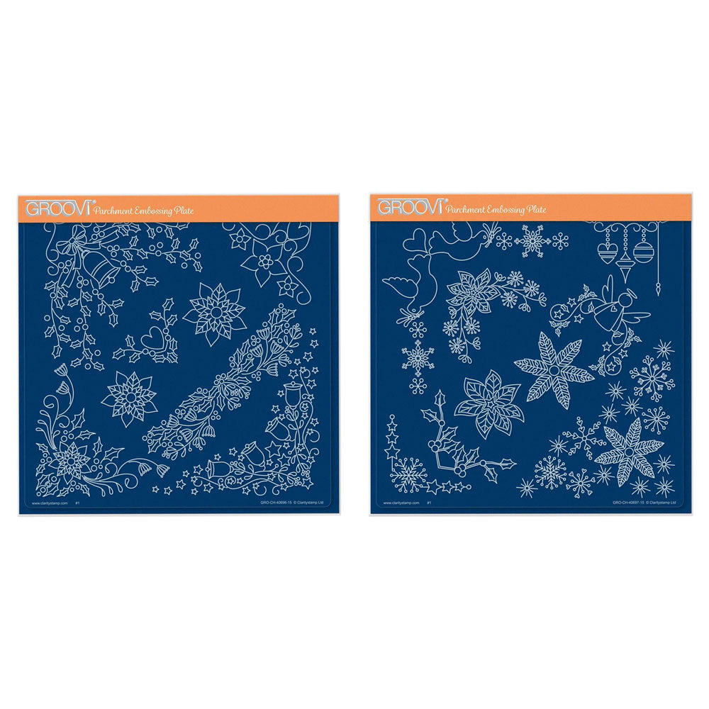 Tina's Small Christmas Corners 1 & 2 A5 Square Groovi Plate Duo