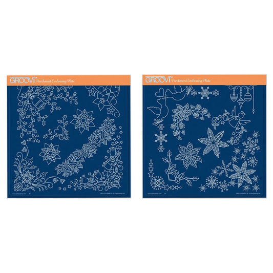 Tina's Small Christmas Corners 1 & 2 A5 Square Groovi Plate Duo