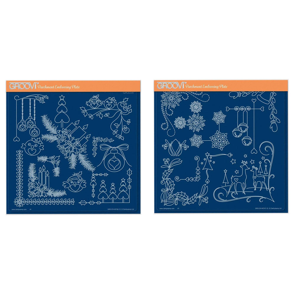 Tina's Small Christmas Corners 3 & 4 A5 Square Groovi Plate Duo