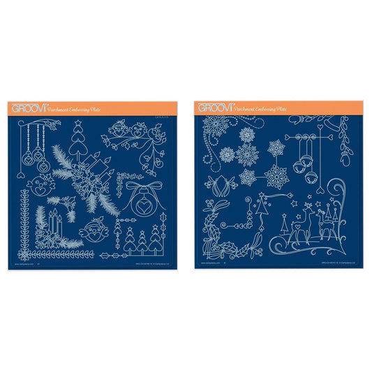 Tina's Small Christmas Corners 3 & 4 A5 Square Groovi Plate Duo