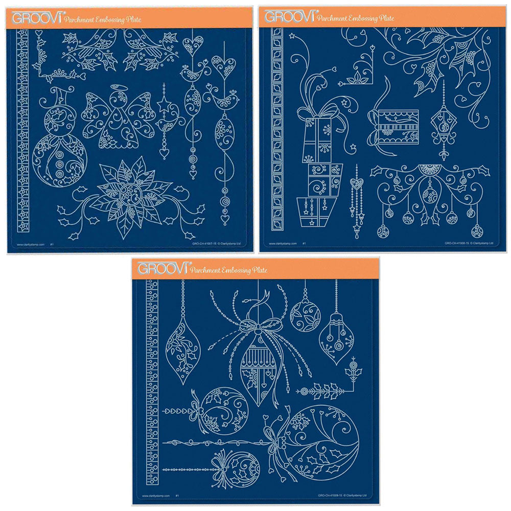 Tina's Small Christmas Elements A5 Square Groovi Plate Trio