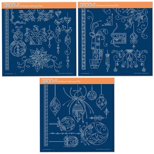 Tina's Small Christmas Elements A5 Square Groovi Plate Trio