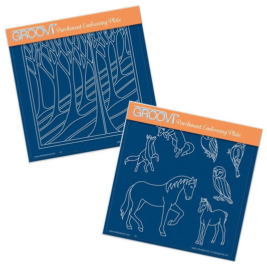 Country Animals & Hillside A5 Square Groovi Plate Set