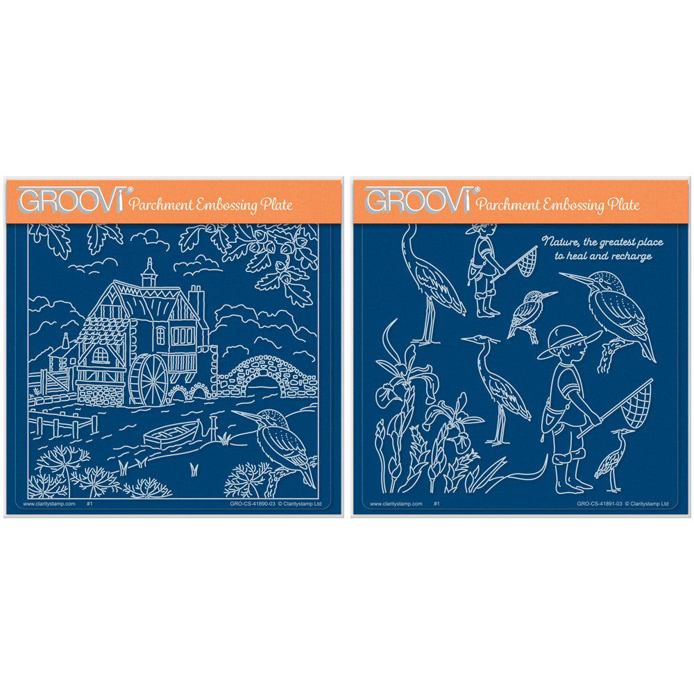 Linda's The Old Water Mill & Accessories A5 Square Groovi Plate Duo