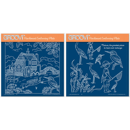 Linda's The Old Water Mill & Accessories A5 Square Groovi Plate Duo