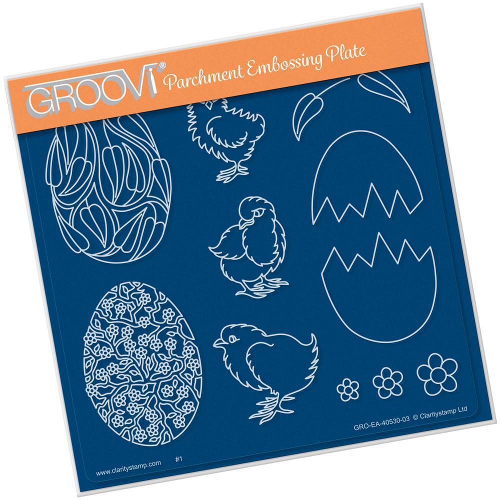 Ornate Eggs & Chicks A5 Square Groovi Plate