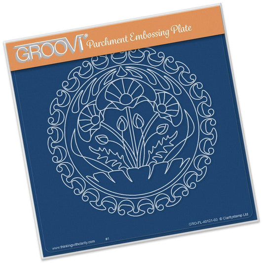 Art Nouveau Poppies A5 Square Groovi Plate