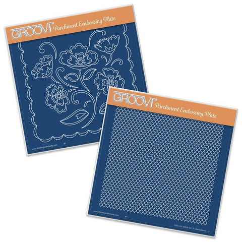 Lace Flowers & Netting A5 Square Groovi Plate Set