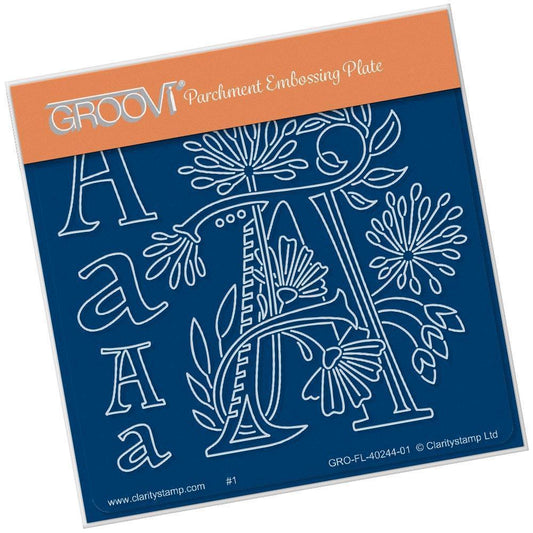 Floral Alphabet - Letter A A6 Square Groovi Plate
