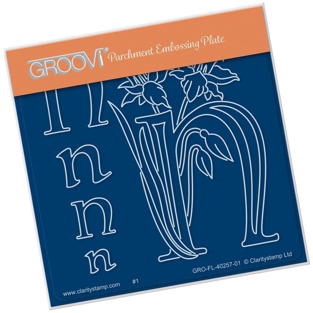 Floral Alphabet - Letter N A6 Square Groovi Plate