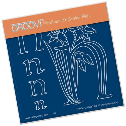 Floral Alphabet - Letter N A6 Square Groovi Plate