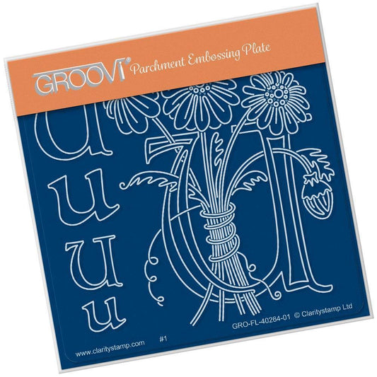 Floral Alphabet - Letter U A6 Square Groovi Plate