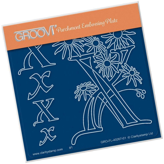 Floral Alphabet - Letter X A6 Square Groovi Plate