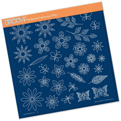 Tina's 3D Flowers & Butterflies A4 Square Groovi Plate