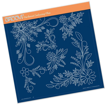 Floral Swirls & Corners 2 A4 Square Groovi Plate by Tina Cox