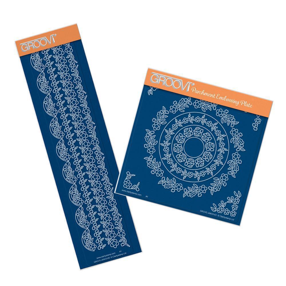Tina's Floral Doodles A5 Square & Groovi Border Plate Set