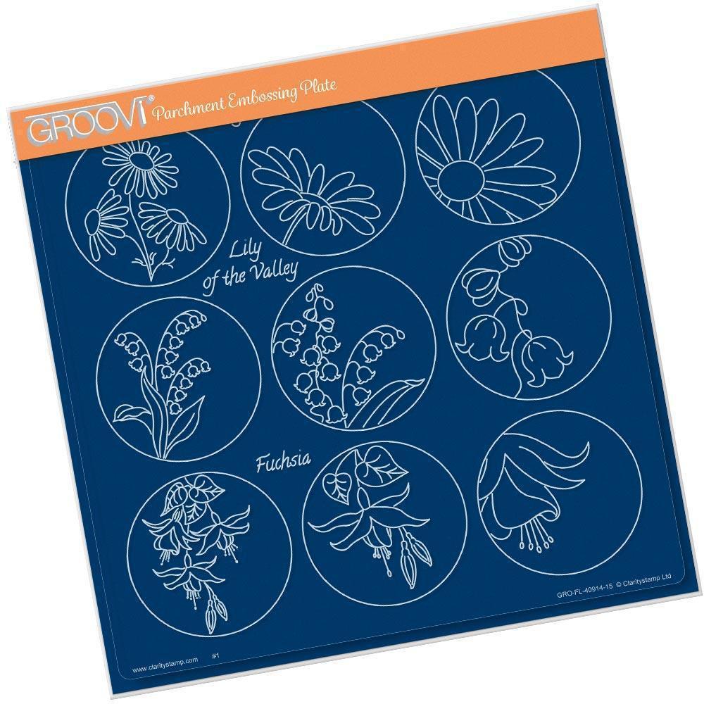 Linda's 123 - A Daisy, Lily of the Valley & Fuchsia A4 Square Groovi Plate