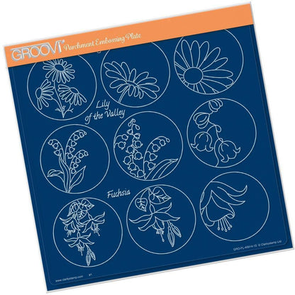 Linda's 123 - A Daisy, Lily of the Valley & Fuchsia A4 Square Groovi Plate