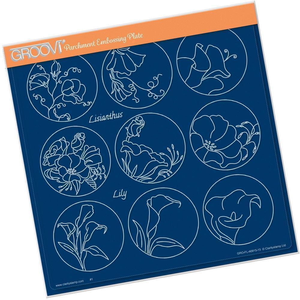 Linda's 123 - B Sweet Pea, Lisianthus & Lily A4 Square Groovi Plate