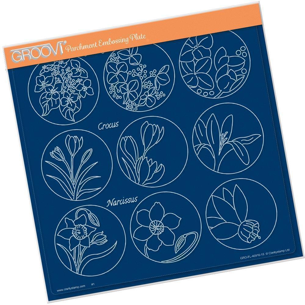 Linda's 123 - C Hydrangea, Crocus & Narcissus A4 Square Groovi Plate
