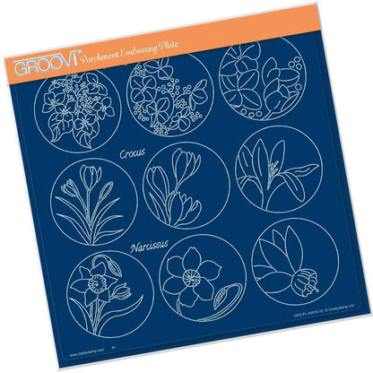 Linda's 123 - C Hydrangea, Crocus & Narcissus A4 Square Groovi Plate