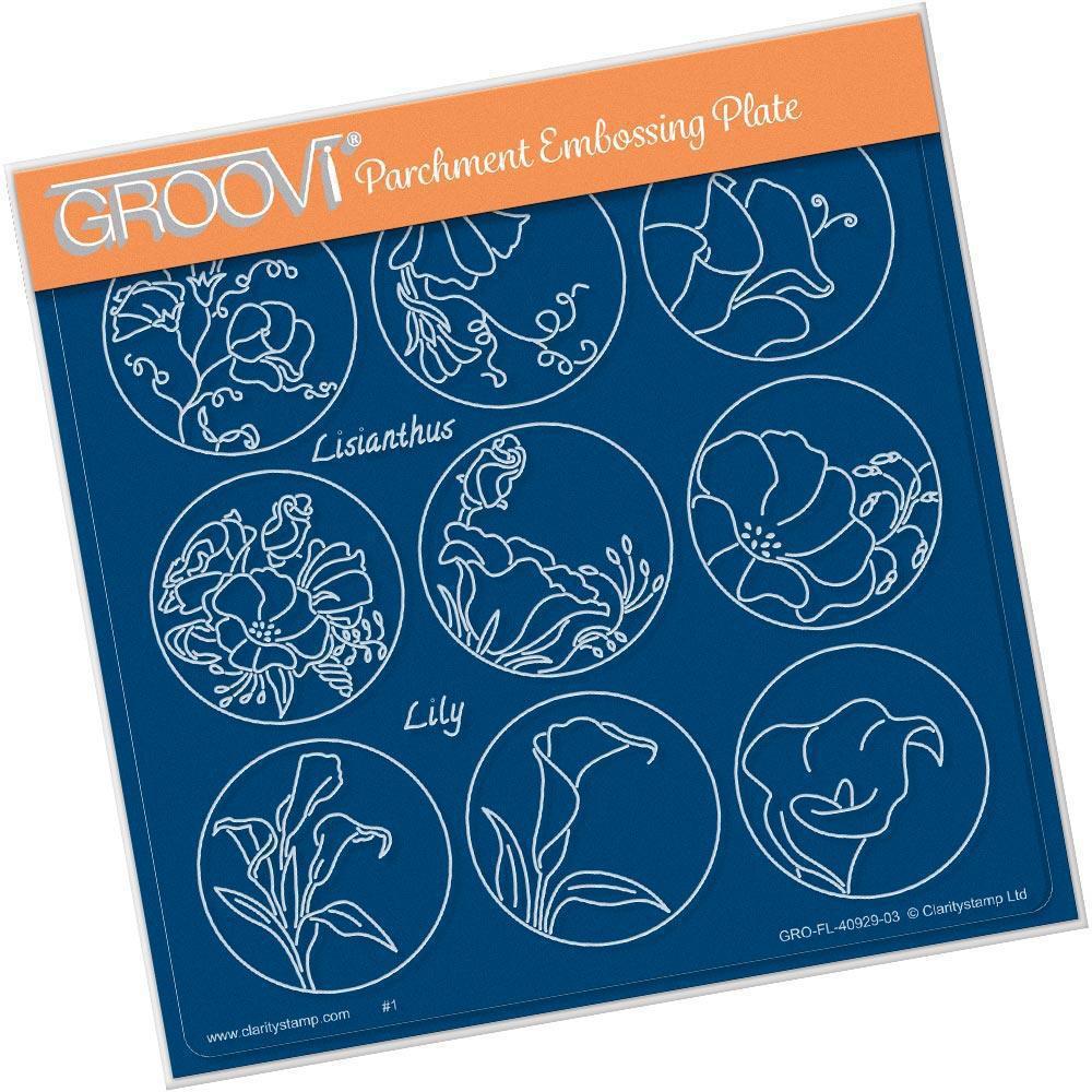 Linda's 123 - B Sweet Pea, Lisianthus & Lily A5 Square Groovi Plate