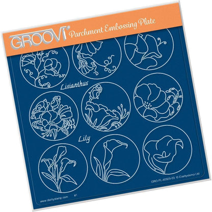 Linda's 123 - B Sweet Pea, Lisianthus & Lily A5 Square Groovi Plate