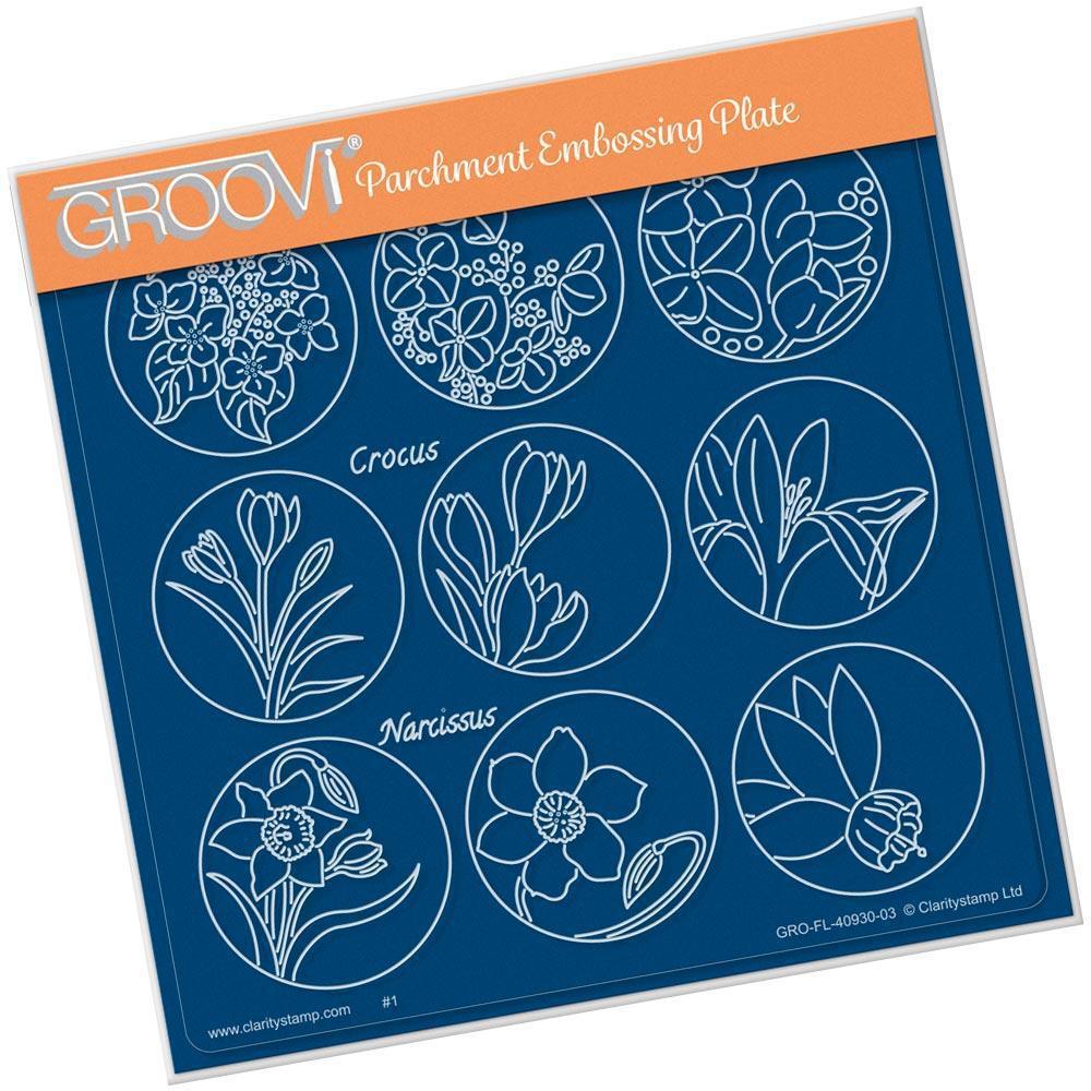 Linda's 123 - C Hydrangea, Crocus & Narcissus A5 Square Groovi Plate