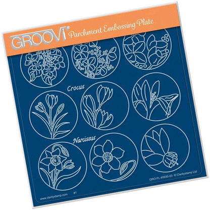 Linda's 123 - C Hydrangea, Crocus & Narcissus A5 Square Groovi Plate
