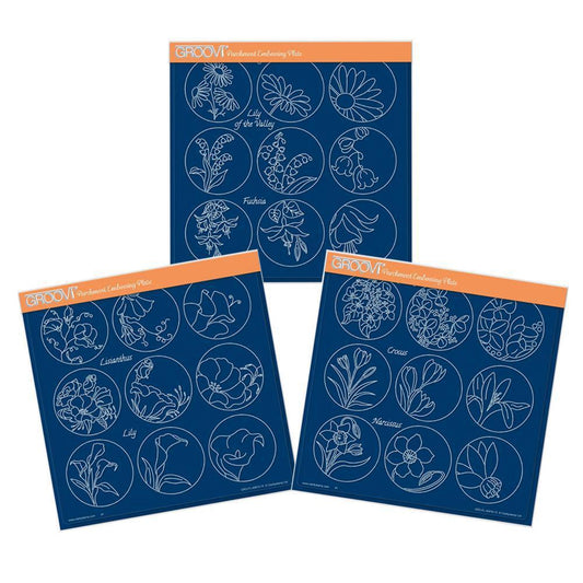 Linda's 123 - ABC Florals A4 Square Groovi Plate Trio