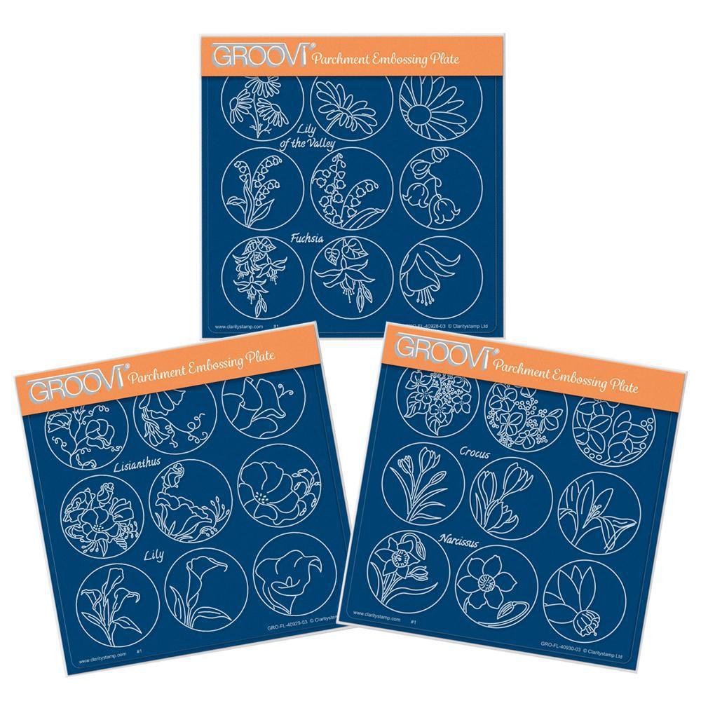 Linda's 123 - ABC Florals A5 Square Groovi Plate Trio