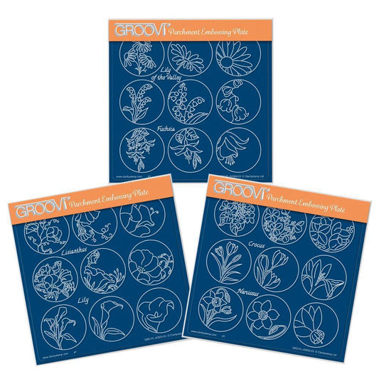 Linda's 123 - ABC Florals A5 Square Groovi Plate Trio