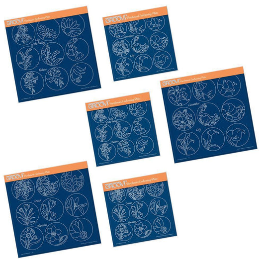 Linda's 123 Flowers - ABC Collection Daisy, Sweet Pea & Hydrangea A4 & A5 Square Groovi Plate Set