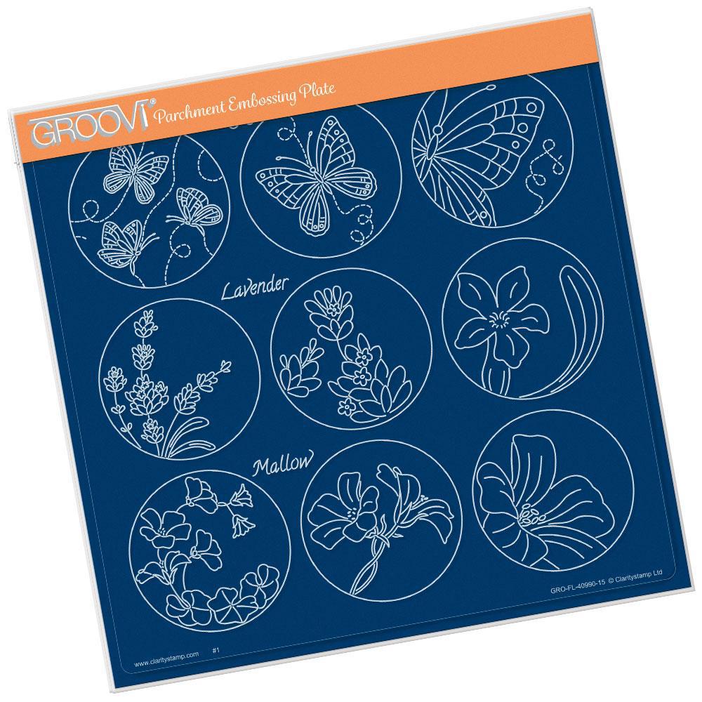 Linda's 123 - E Butterfly, Lavender & Mallow A4 Square Groovi Plate
