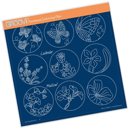 Linda's 123 - E Butterfly, Lavender & Mallow A4 Square Groovi Plate