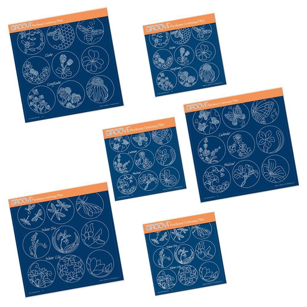 Linda's 123 - DEF Collection Bumble Bee, Butterfly & Dragonfly A4 & A5 Square Groovi Plate Set